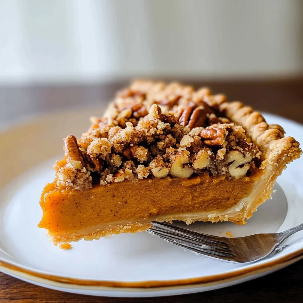 Bourbon Pumpkin Pie with a Salted Brown Butter Pecan Streusel