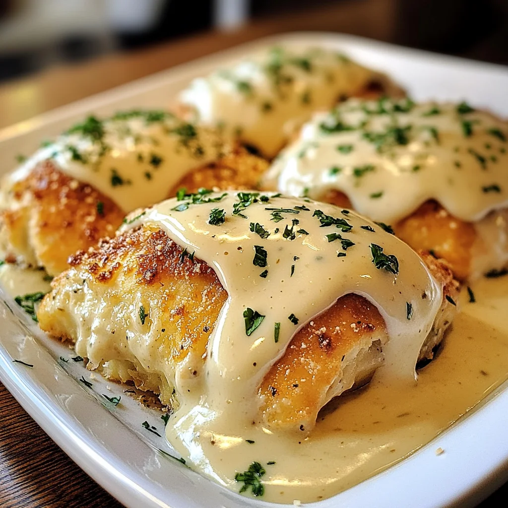 Chicken Pillows with Creamy Parmesan Sauce