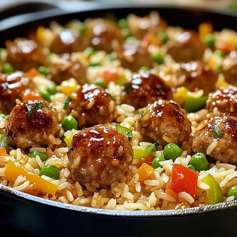 Honey Garlic Meatball Rice Bake