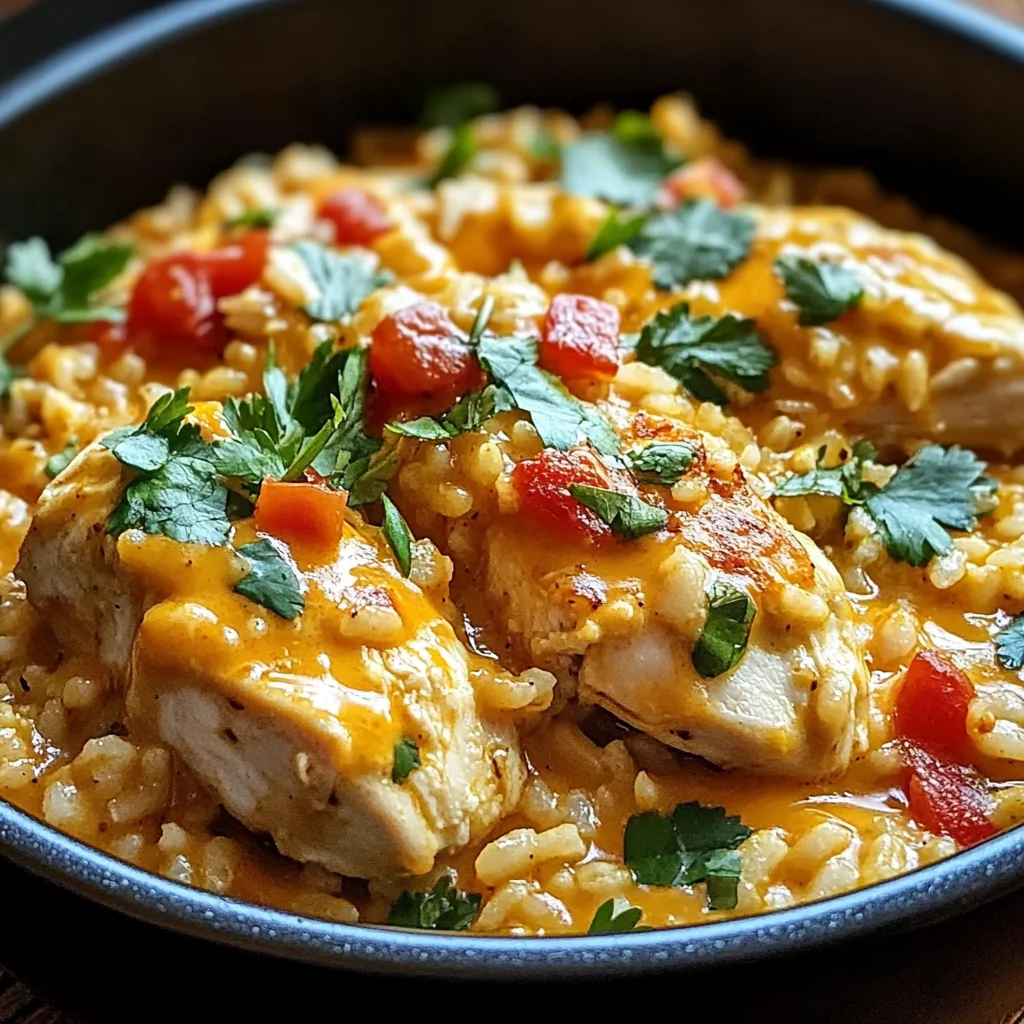 One Pot Queso Chicken and Rice : Easy Comfort Food