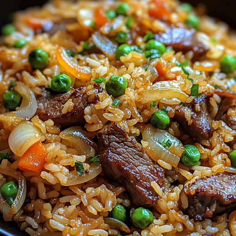 Savory Onion Beef Fried Rice