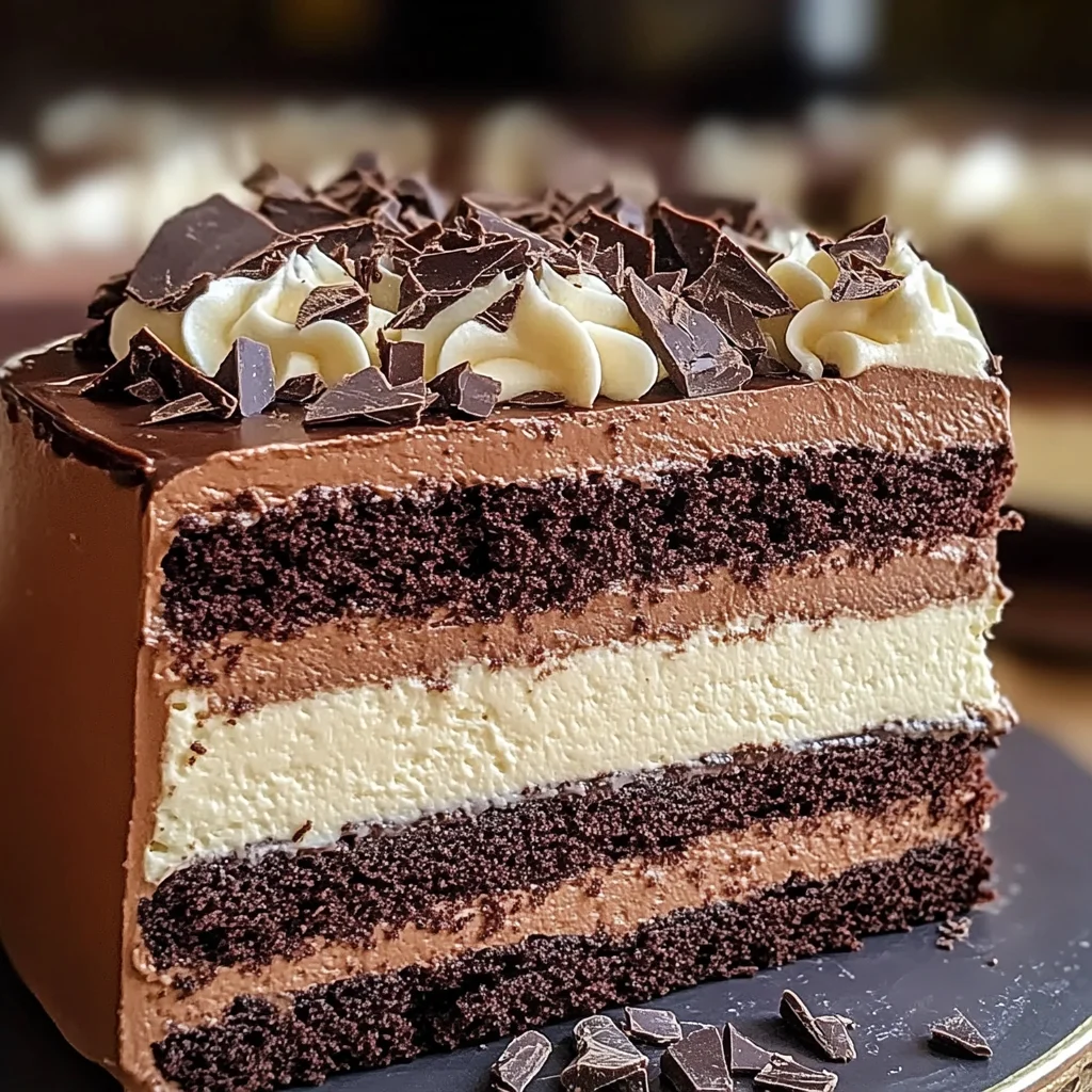Tuxedo Cake – Triple Chocolate Mousse Cake
