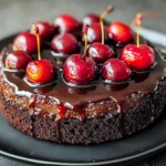 Chocolate Cherry Upside Down Cake 🍒🍫
