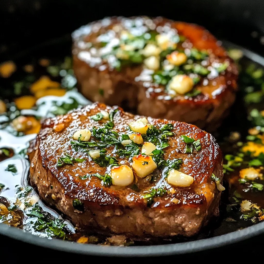Garlic Butter Pan Seared beef Chops