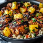 One Pan Caribbean Jerk Chicken with Pineapple-Coconut Rice Recipe