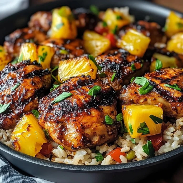 One Pan Caribbean Jerk Chicken with Pineapple-Coconut Rice Recipe