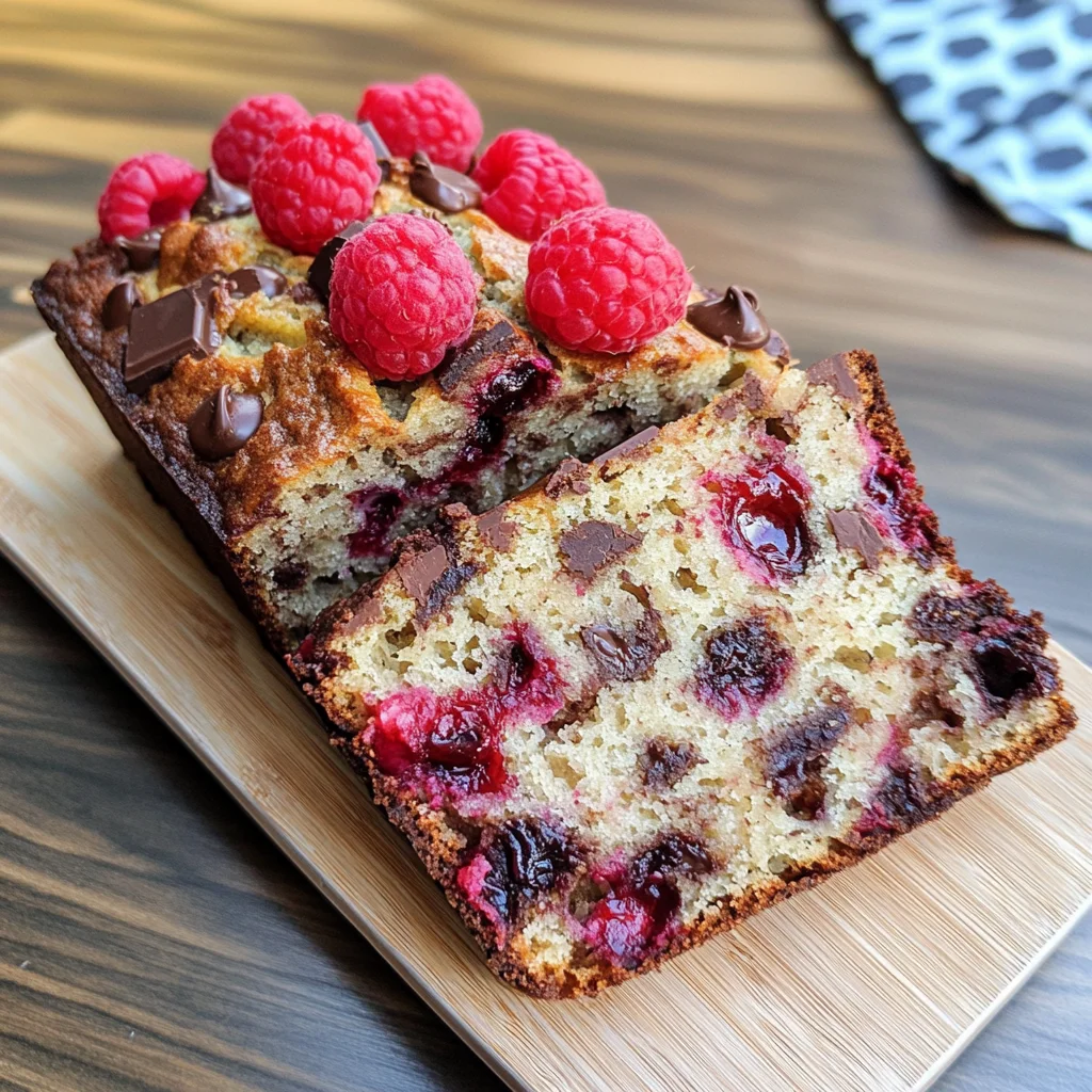 Raspberry Dark Chocolate Banana Bread