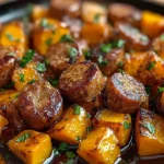 Sausage and Sweet Potatoes with Honey Garlic Sauce