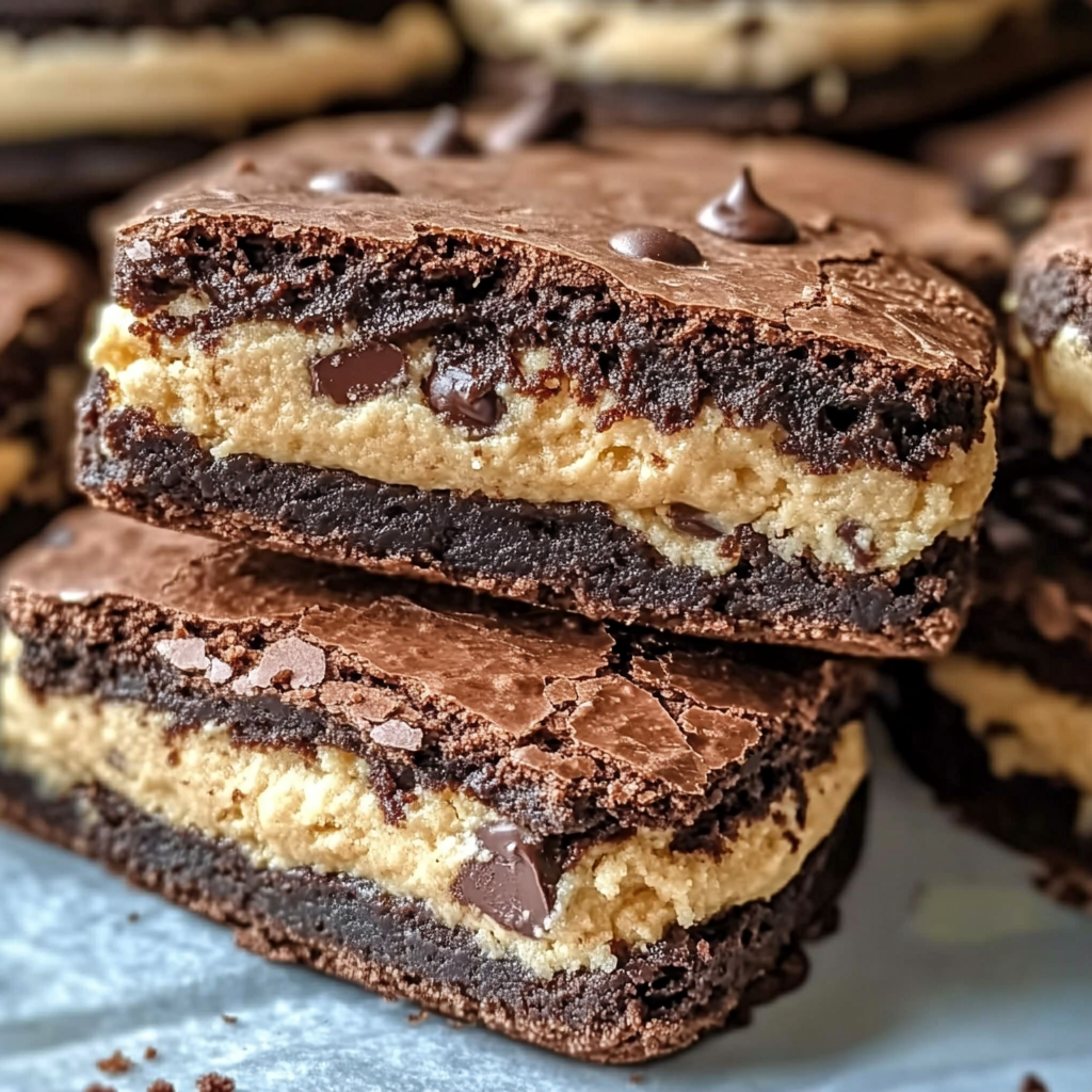 Brownie Cookie Dough Sandwich Cookies: An Amazing Ultimate 7-Layer Dessert Delight