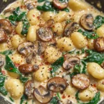 Creamy Spinach and Mushroom Gnocchi (One-Pan, 20 Minutes)