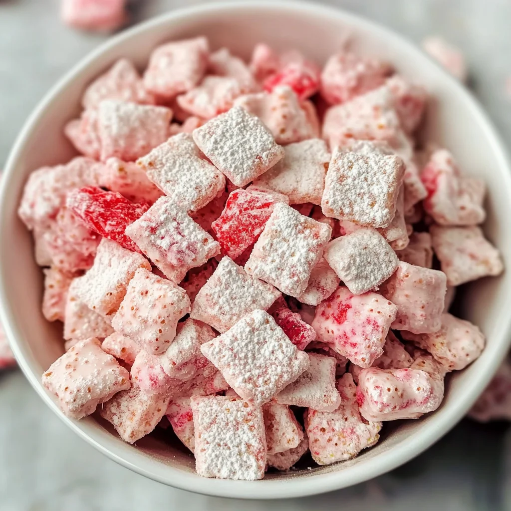 Easy Strawberry Shortcake Puppy Chow