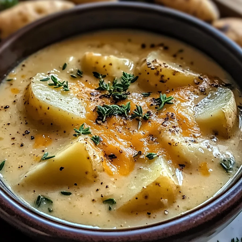 Hearty Cheddar Garlic Herb Potato Soup Recipe