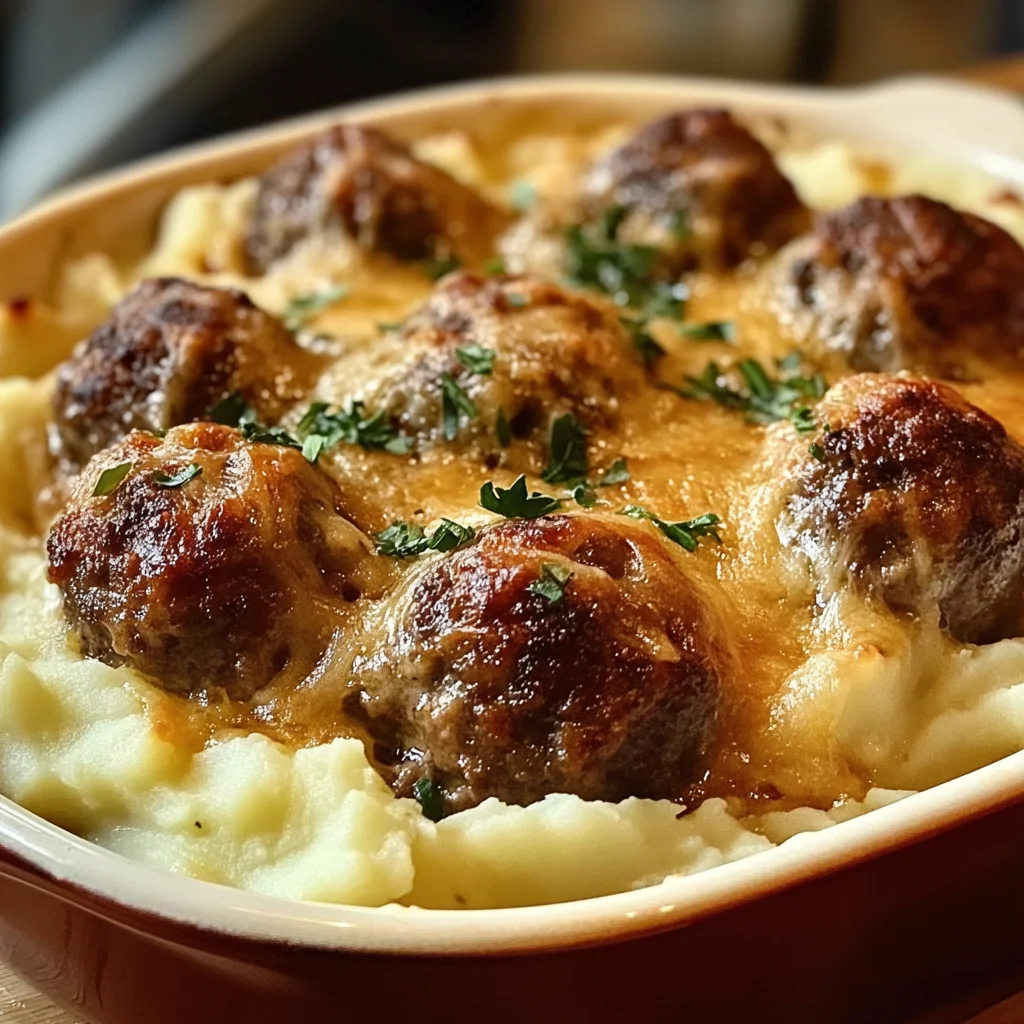 Meatball & Mashed Potato Bake