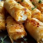 Oven Fried Feta Rolls with Chili Honey