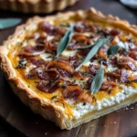 Pumpkin, Ricotta & Caramelized Onion Tart with Bacon and Sage