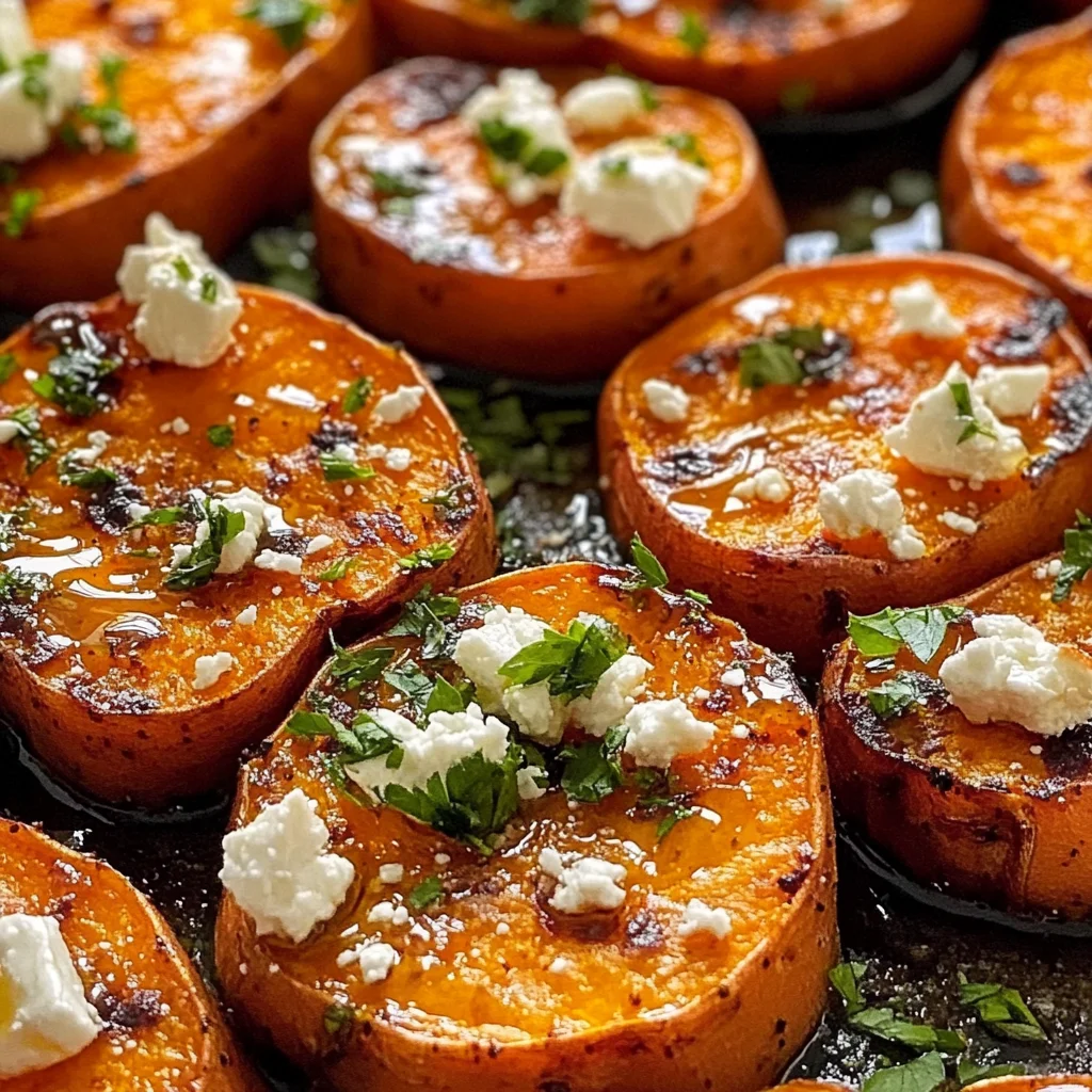 Roasted Sweet Potato Rounds with Honey & Feta