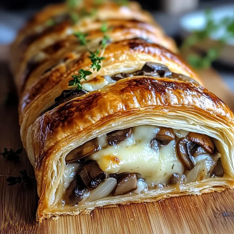 Savory Mushroom & Gruyère Puff Pastry Braid