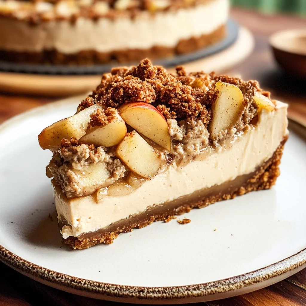 VEGAN APPLE CRUMBLE CHEESECAKE