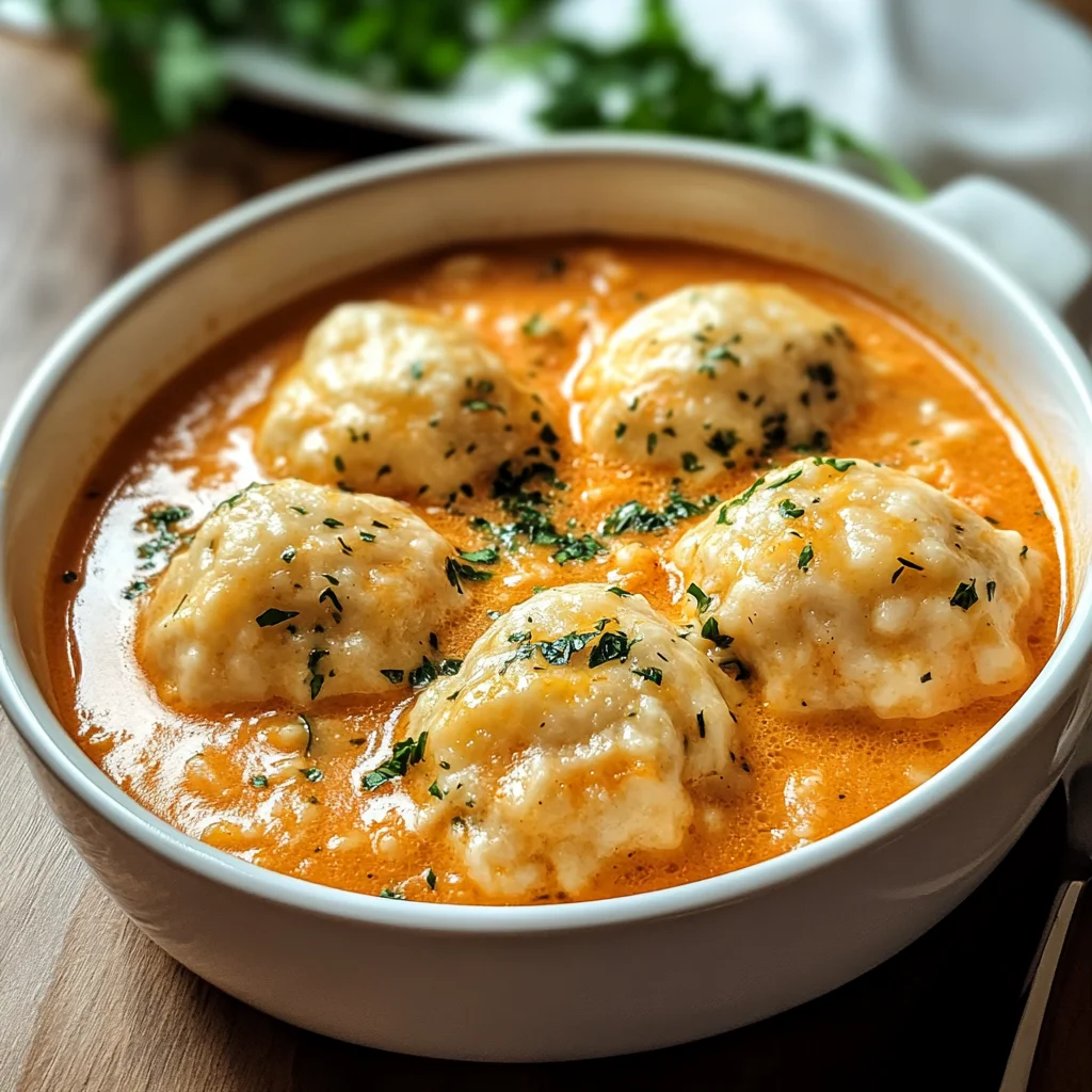 Best Tomato Soup with Cheddar Bay Dumplings