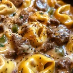 Cheesesteak Tortellini in Creamy Provolone Sauce