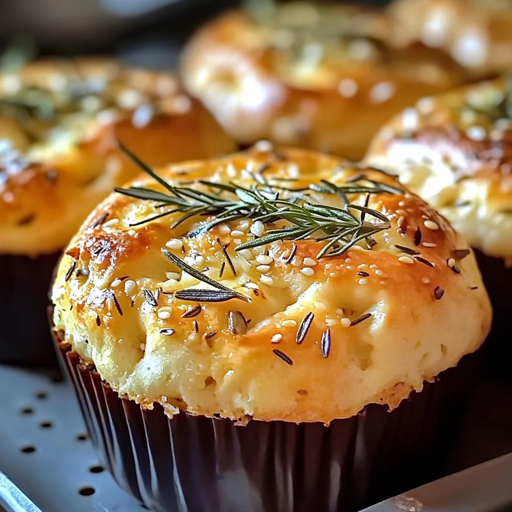 Easy Garlic Rosemary Focaccia Muffins