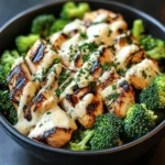 Grilled Chicken & Broccoli Bowls with Creamy Garlic Sauce