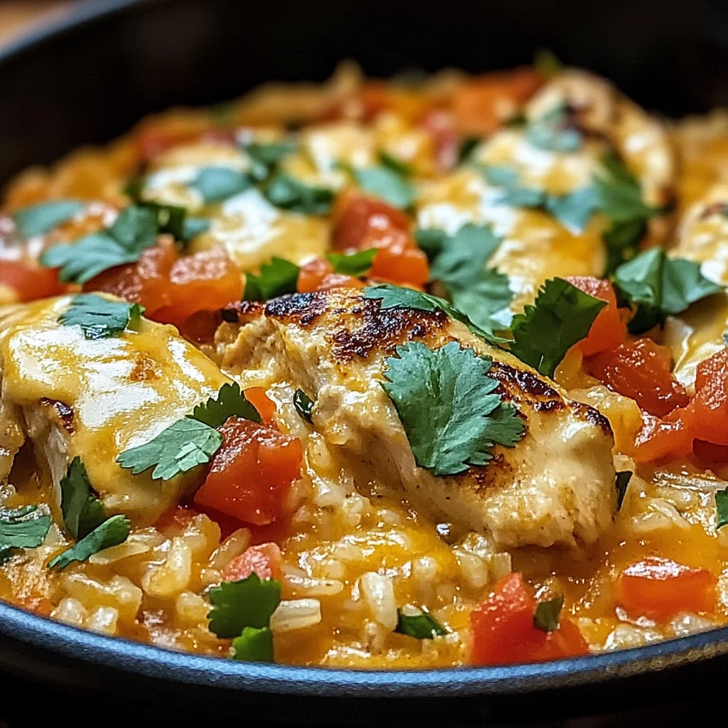 One Pot Queso Chicken and Rice : Easy Comfort Food