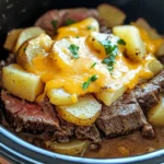 Slow Cooker Steak and Cheddar Potato Casserole