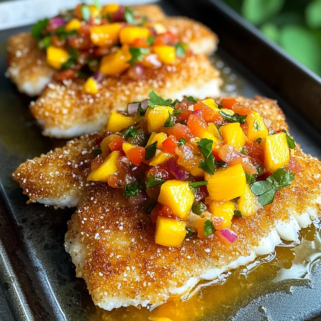 Tropical Coconut Crusted Fish with Mango Salsa