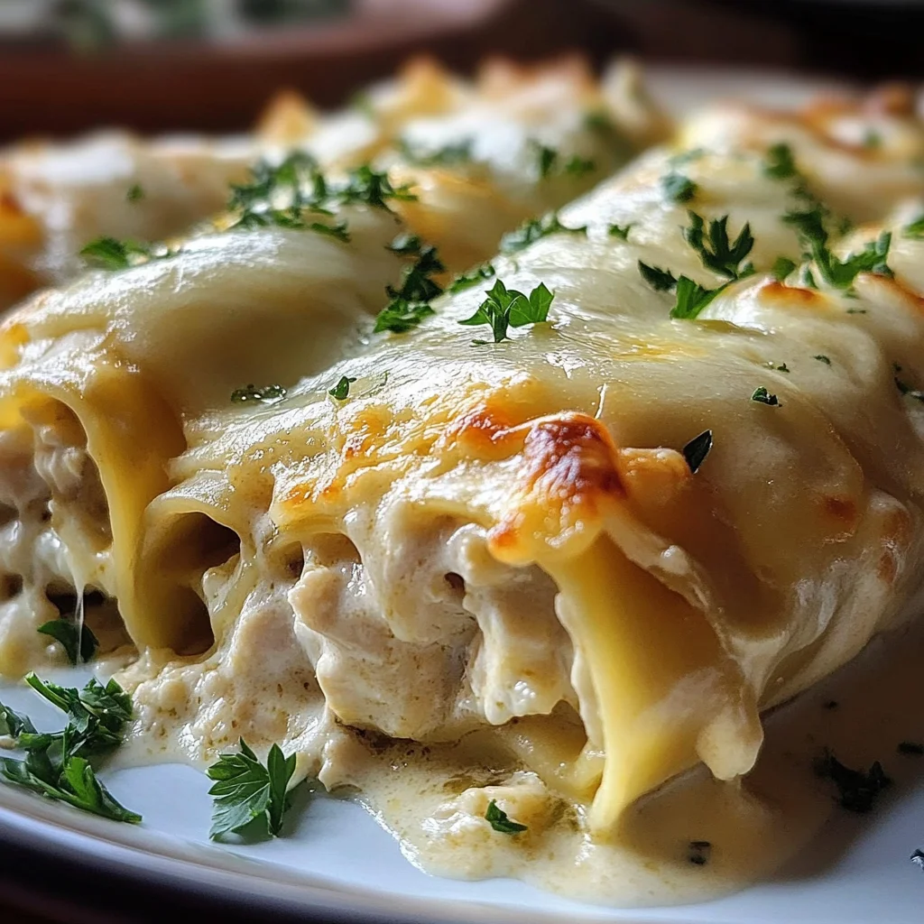 Easy Chicken Alfredo Lasagna Rolls