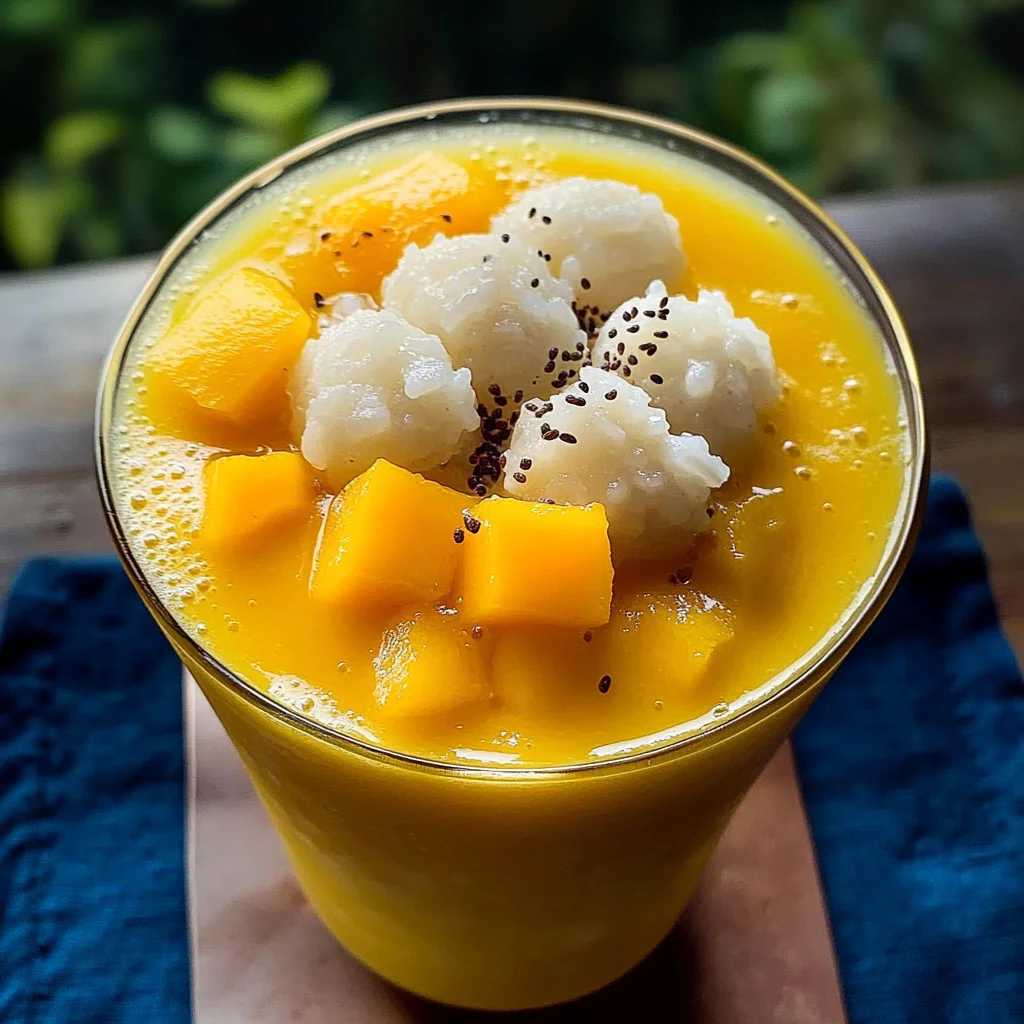 Mango Smoothie with Small Sticky Rice Balls