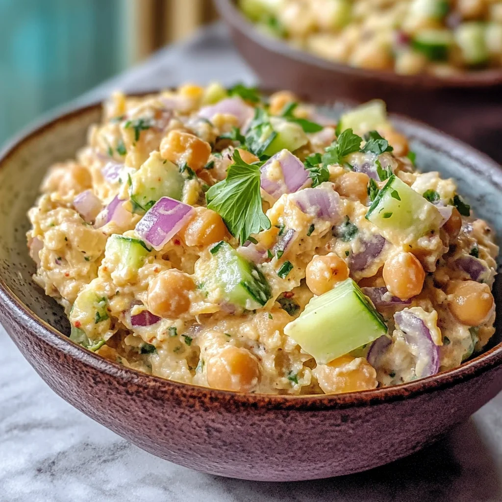 Mashed Chickpea Salad with Greek Yogurt