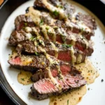 Cast Iron Bavette Steak with Whiskey Garlic Cream Sauce