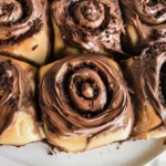 Chocolate cinnamon rolls with chocolate cream cheese frosting