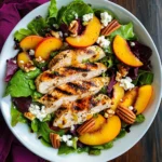 Grilled Chicken, Peach, Pecan and Goat Cheese Salad with Basil Vinaigrette