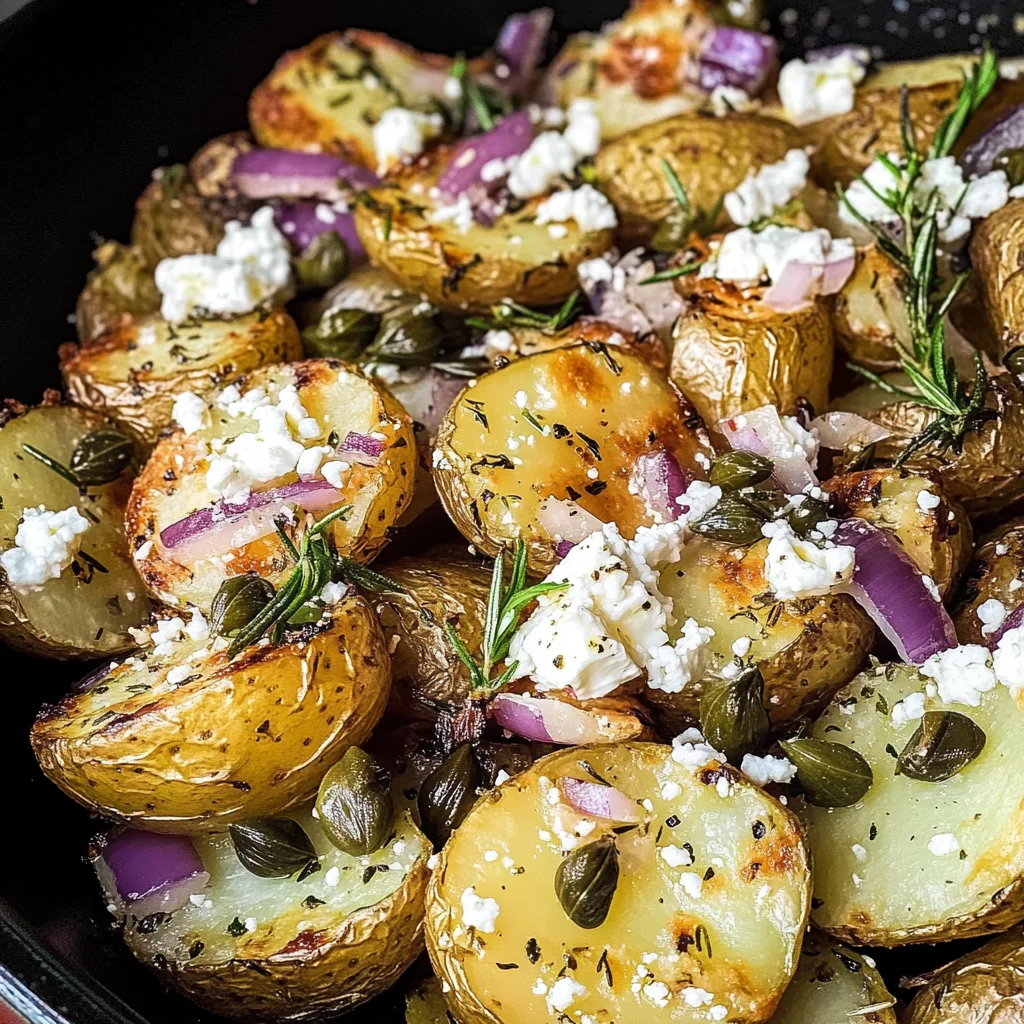 Quick smashed Greek potatoes with feta and rosemary