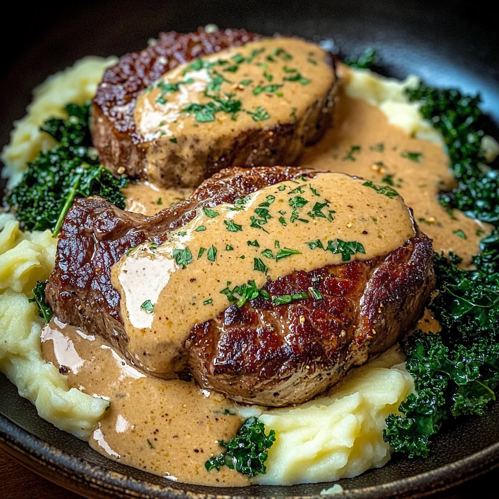 Savory Gaelic Irish Steaks with Whiskey Cream and Colcannon