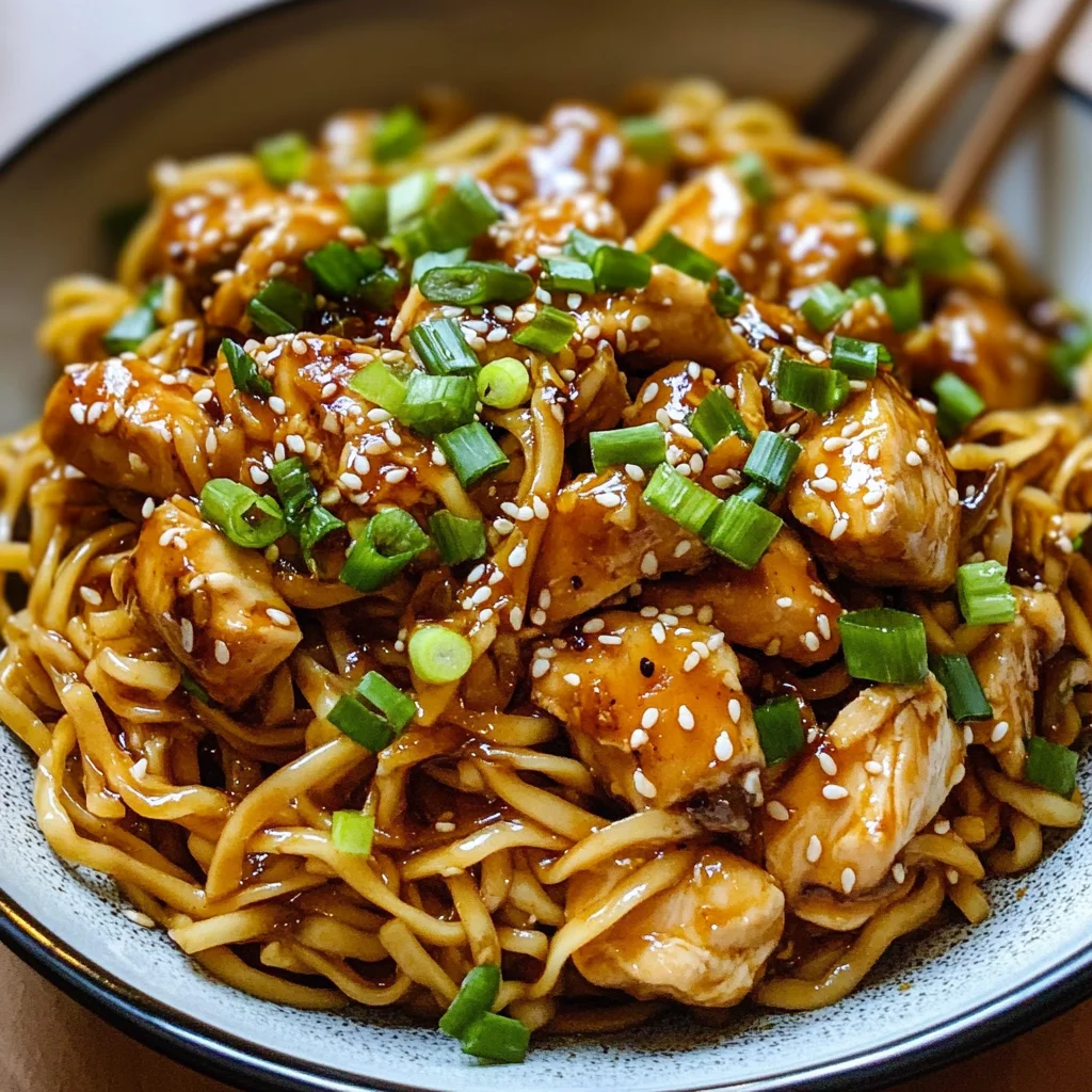 Sticky Garlic Chicken Noodles