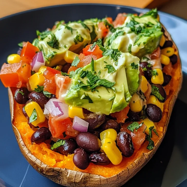 Stuffed Sweet Potato with Avocado, Black Beans & Cilantro Lime Crema