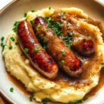 Bangers and Mash with Stout Onion Gravy