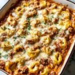 Cheesy Baked Tortellini Casserole With Meat Sauce