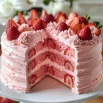 Homemade Strawberry Cake with Strawberry Frosting
