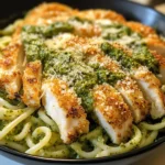 Pesto Pasta with Crispy Parmesan Chicken