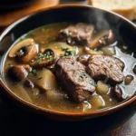 Steak and Ale Soup with Mushrooms