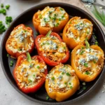 Buffalo Chicken Stuffed Peppers with Homemade Buffalo Sauce