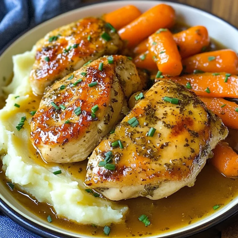 Creamy Herb Chicken with Mashed Potatoes & Glazed Carrots