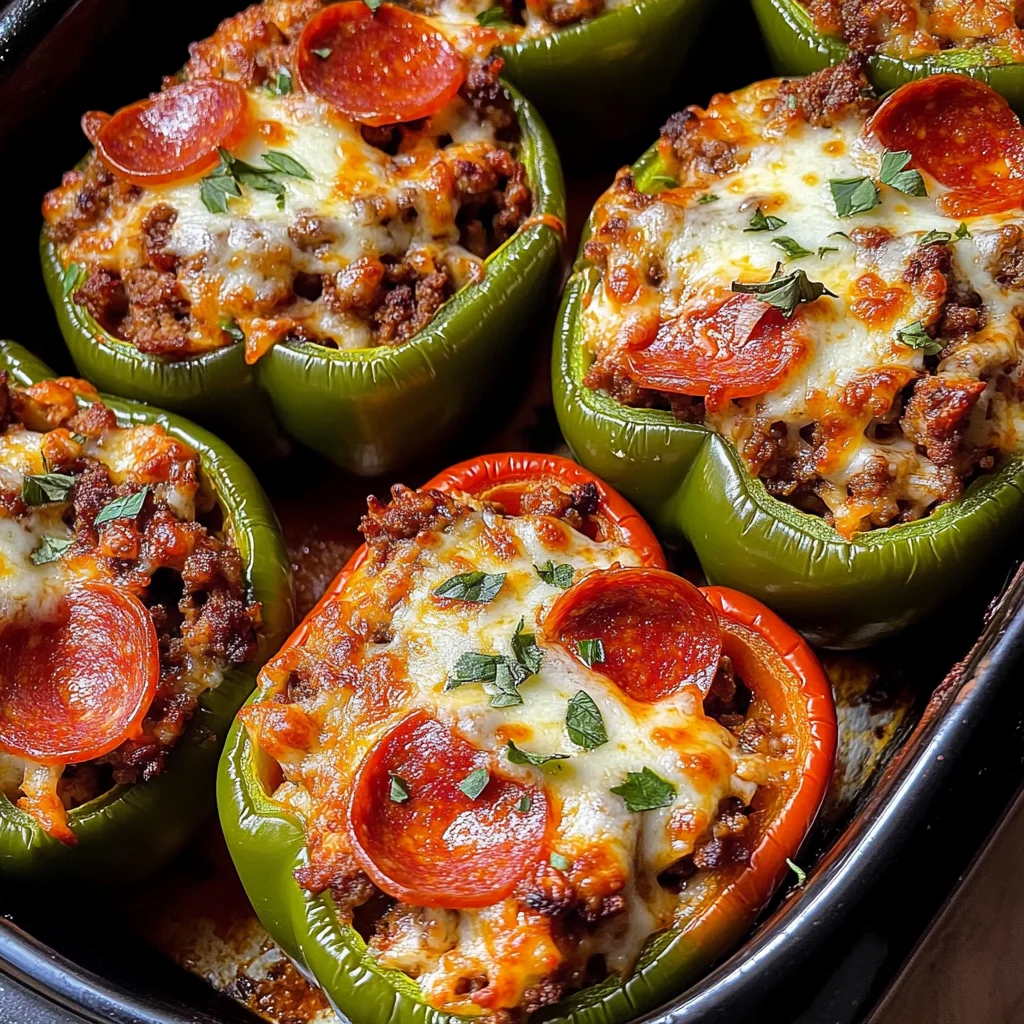 Creamy Pizza Stuffed Bell Peppers