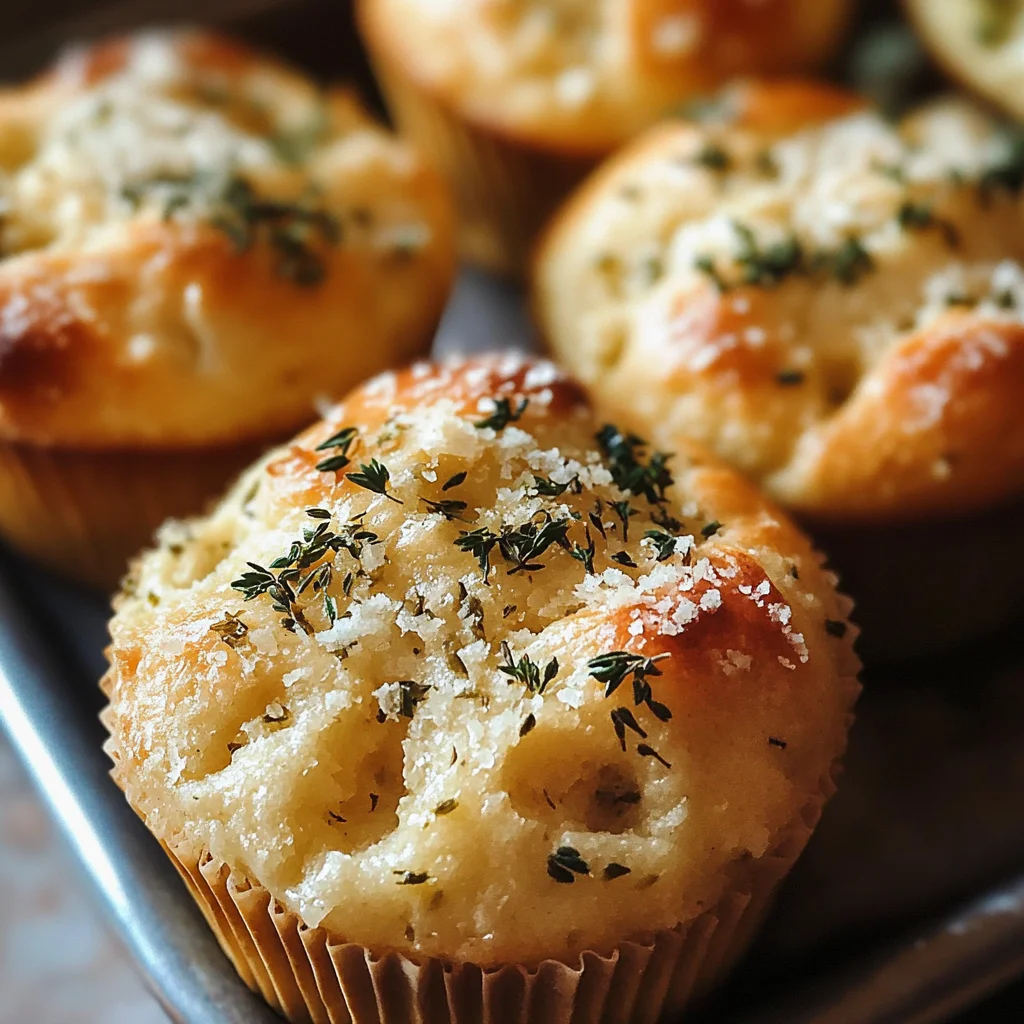 Garlic Butter Herb Focaccia Muffins