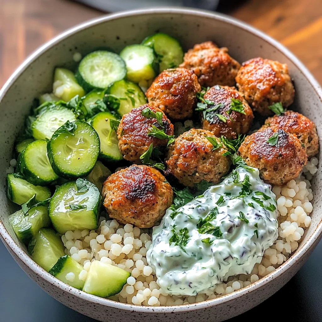 Mediterranean Bowl With Turkey Meatballs