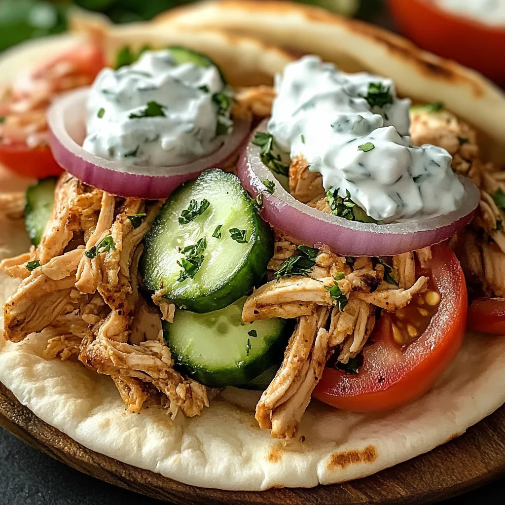 Slow Cooker Chicken Gyros with Tzatziki Sauce